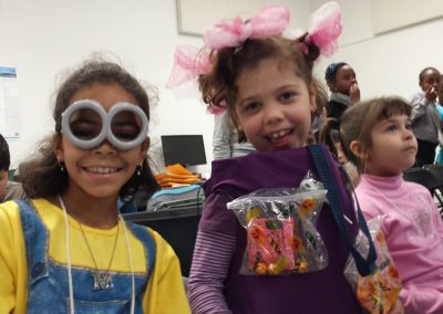 Young girls dressed up for halloween
