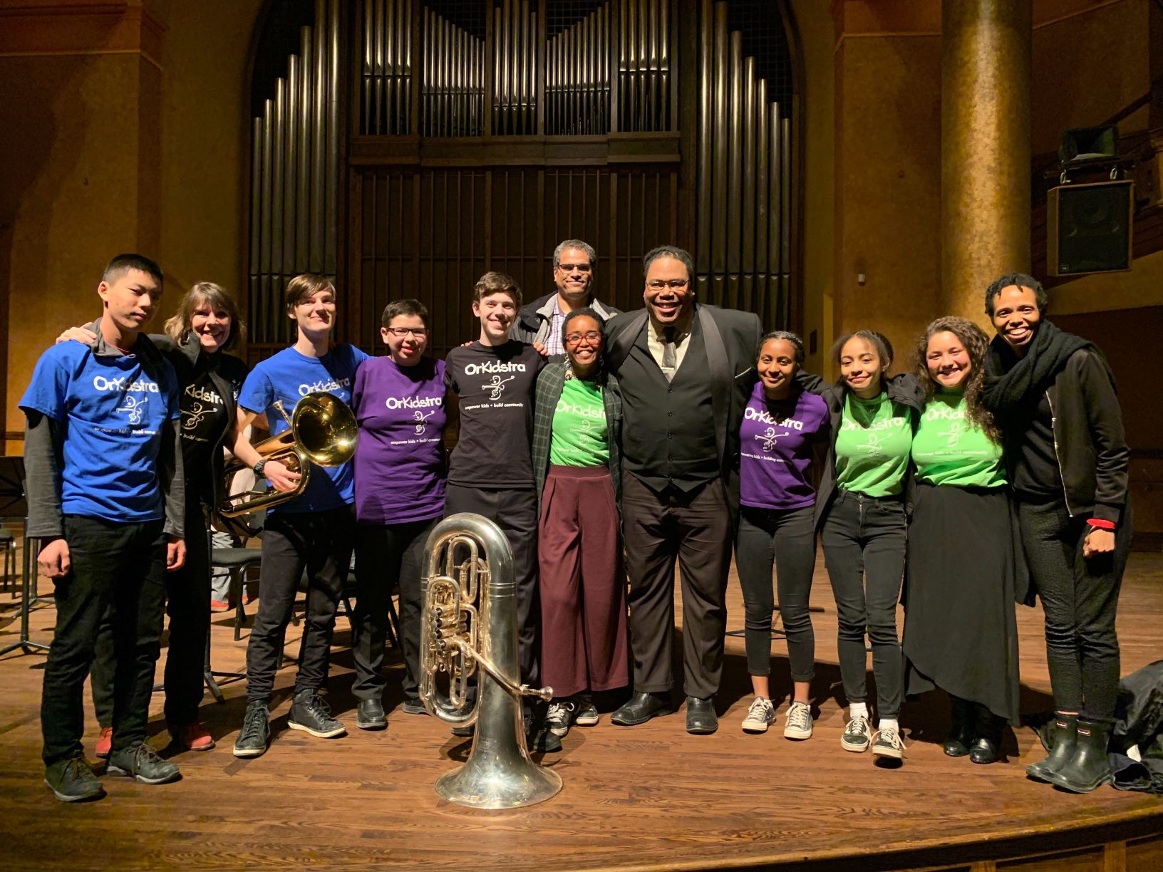 A photo of Dr. Richard A. White with OrKidstra